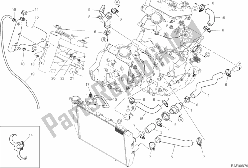 All parts for the Cooling Circuit of the Ducati Multistrada 1260 Touring 2020